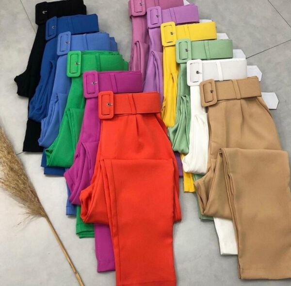 Calça Com Cinto Fixo em Várias Cores